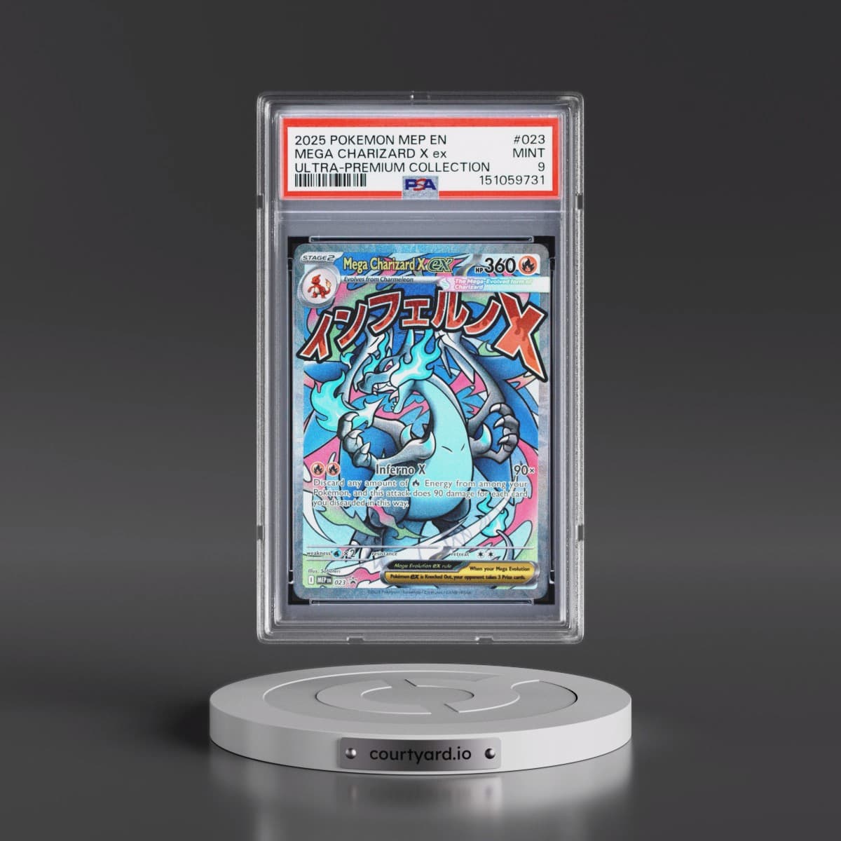 2025 Pokémon Mep EN-Me Black Star Promo #023 Mega Charizard X EX - Holo Mega Charizard X EX Ultra-Premium Collection (PSA 9 MINT)