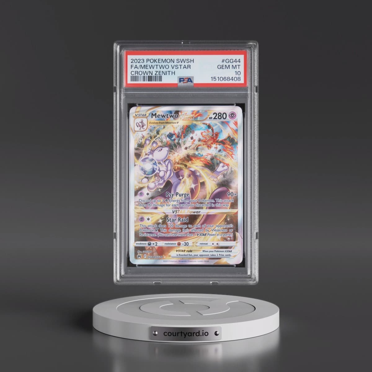 2023 Pokémon Sword and Shield Crown Zenith #GG44 Mewtwo Vstar - Full Art (PSA 10 GEM MINT)