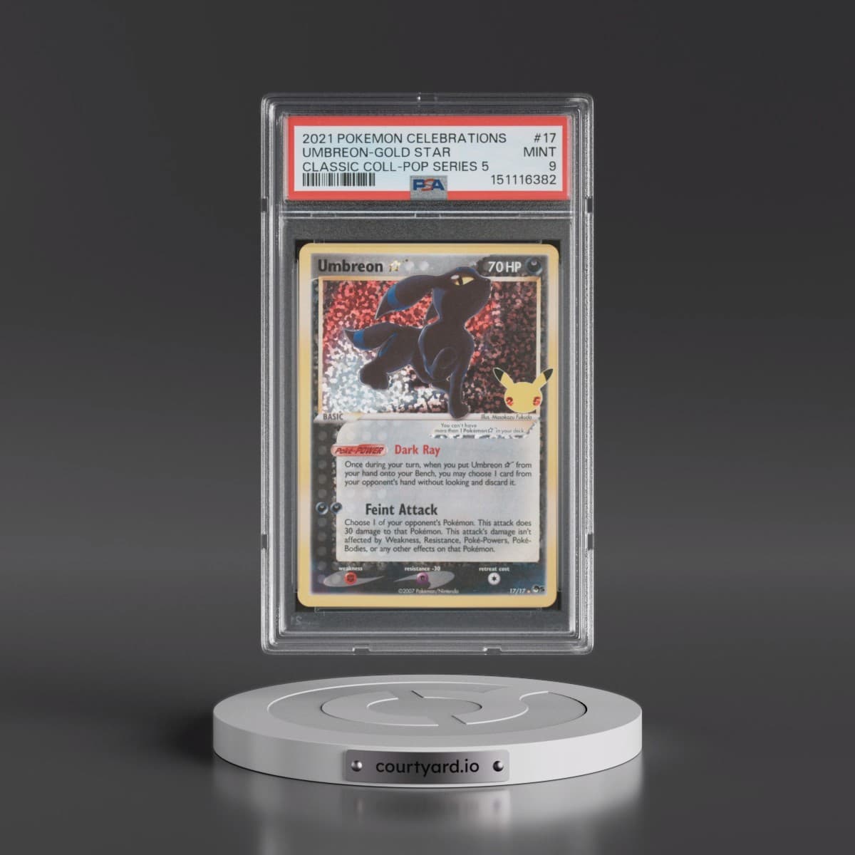 2021 Pokémon Celebrations Classic Collection #17 Umbreon-Gold Star (PSA 9 MINT)