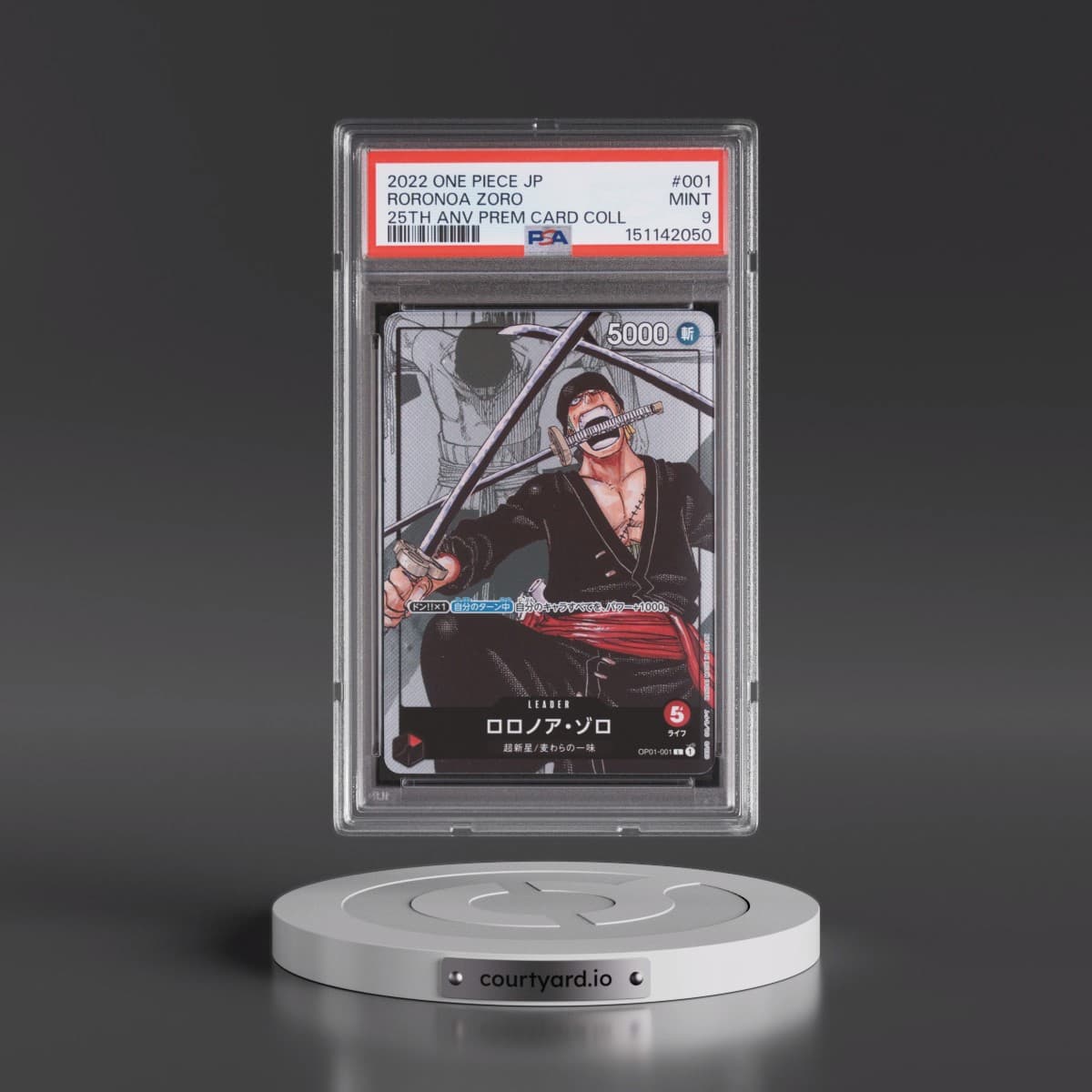 2022 One Piece Japanese 25th Anniversary Premium Card Collection #001 Roronoa Zoro (PSA 9 MINT)