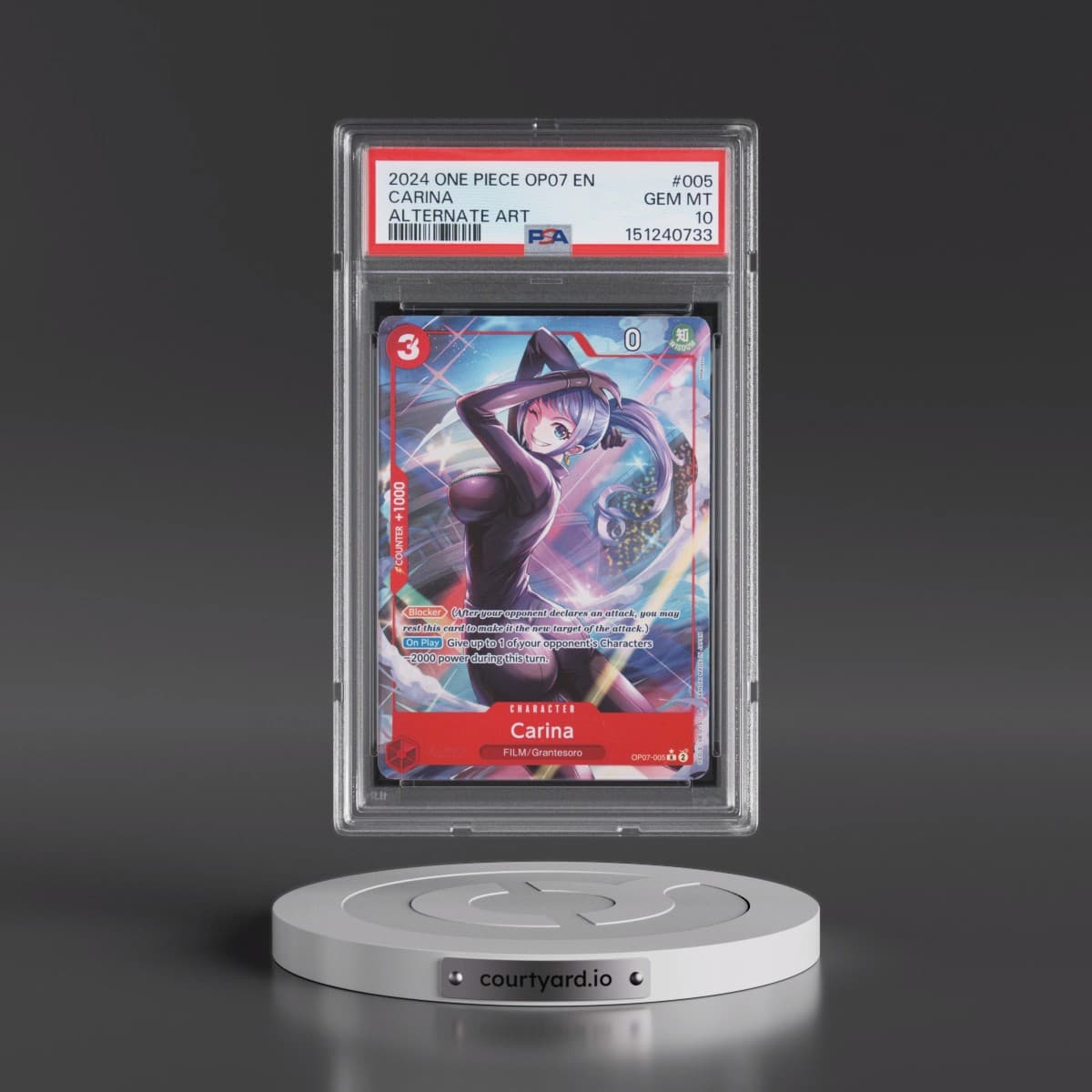 2024 One Piece OP07-500 Years in the Future #005 Carina - Alternate Art (PSA 10 GEM MINT)