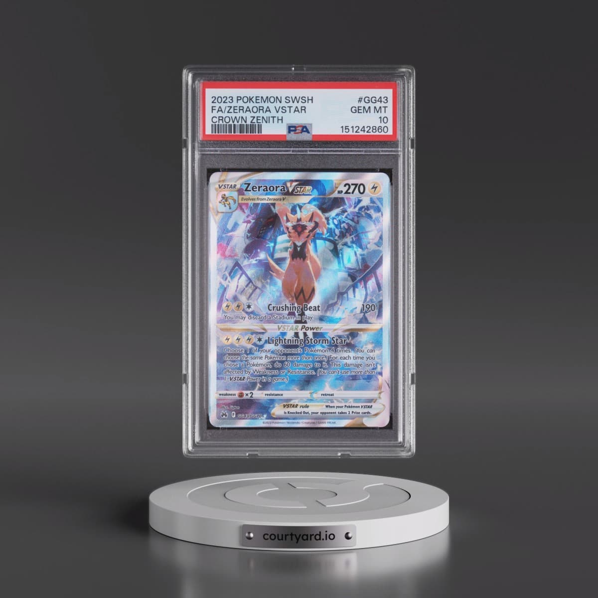 2023 Pokémon Sword and Shield Crown Zenith #GG43 Zeraora Vstar - Full Art (PSA 10 GEM MINT)