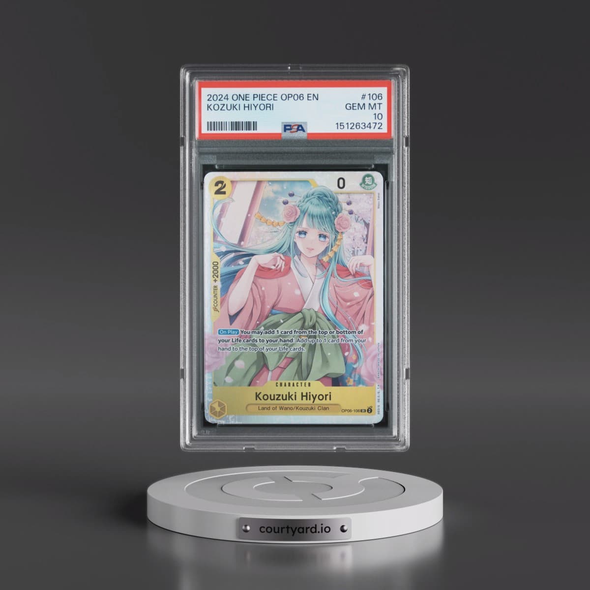 2024 One Piece OP06-Wings of the Captain #106 Kozuki Hiyori (PSA 10 GEM MINT)
