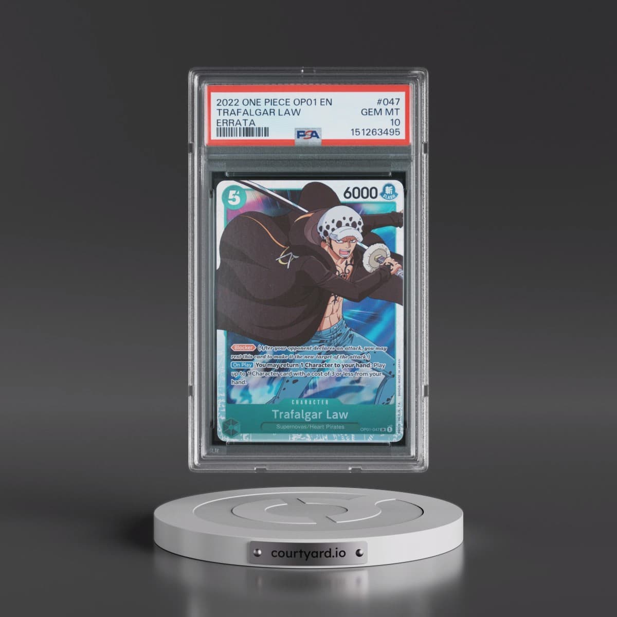 2022 One Piece OP01-Romance Dawn #047 Trafalgar Law - Errata (PSA 10 GEM MINT)