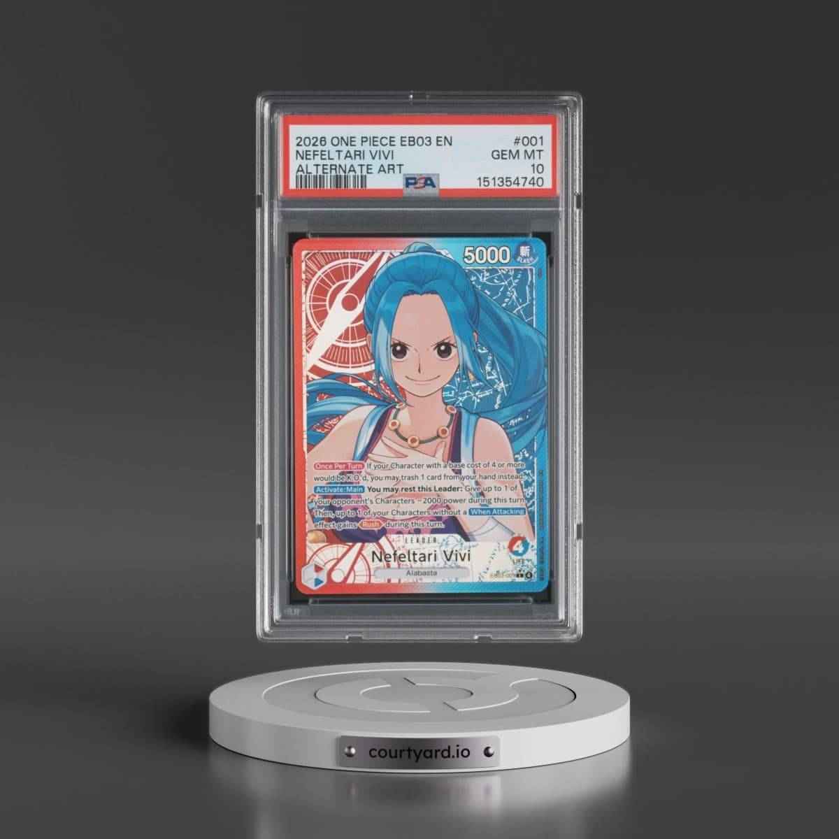 2026 One Piece EB03-Extra Booster -One Piece Heroines Edition #001 Nefeltari Vivi - Alternate Art (PSA 10 GEM MINT)