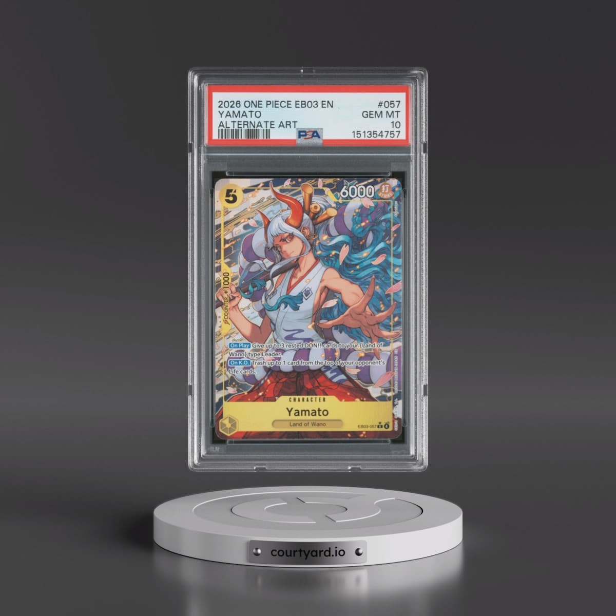 2026 One Piece EB03-Extra Booster -One Piece Heroines Edition #057 Yamato - Alternate Art (PSA 10 GEM MINT)