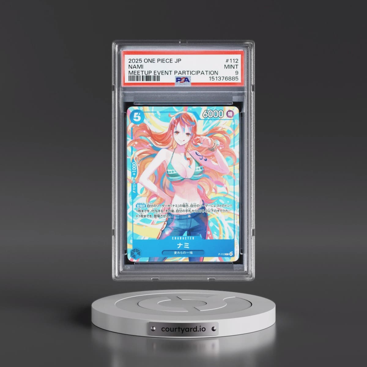2025 One Piece Japanese Promos #112 Nami - Meetup Event Participation (PSA 9 MINT)