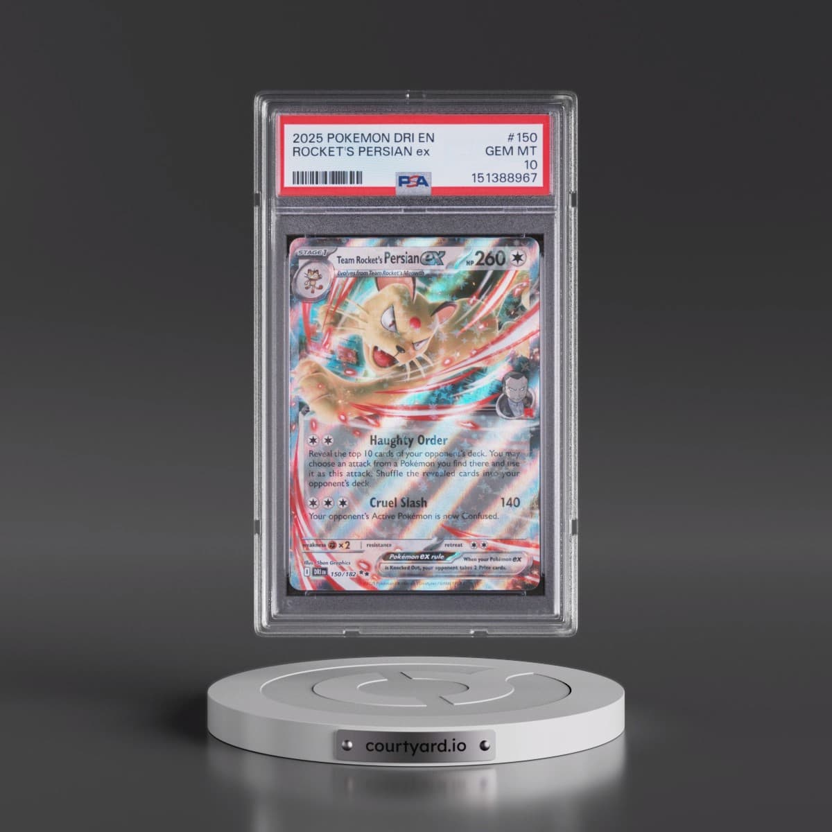 2025 Pokémon Dri EN-Destined Rivals #150 Team Rocket's Persian EX - Holo (PSA 10 GEM MINT)