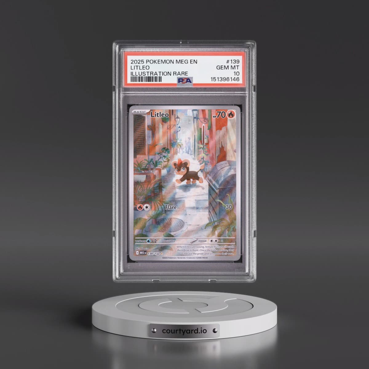 2025 Pokémon Meg EN-Mega Evolution #139 Litleo - Illustration Rare (PSA 10 GEM MINT)