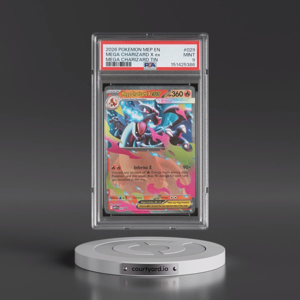 2026 Pokémon Mep EN-Me Black Star Promo #029 Mega Charizard X EX - Holo Mega Charizard Tin (PSA 9 MINT)