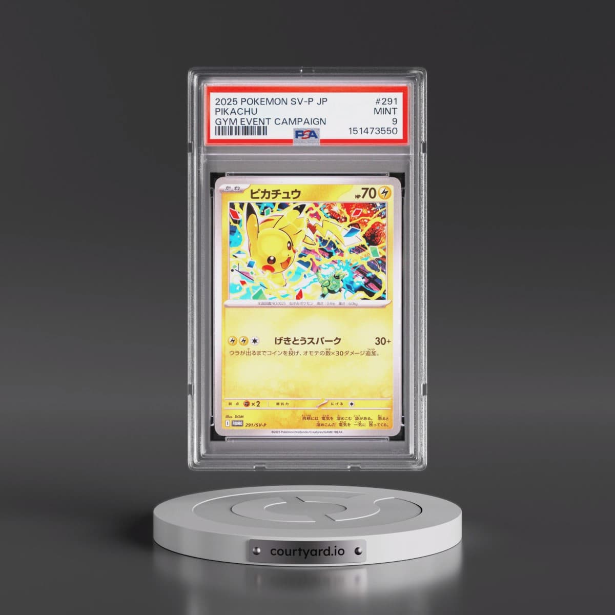2025 Pokémon SV-P Promo #291 Pikachu - Gym Event Campaign (PSA 9 MINT)