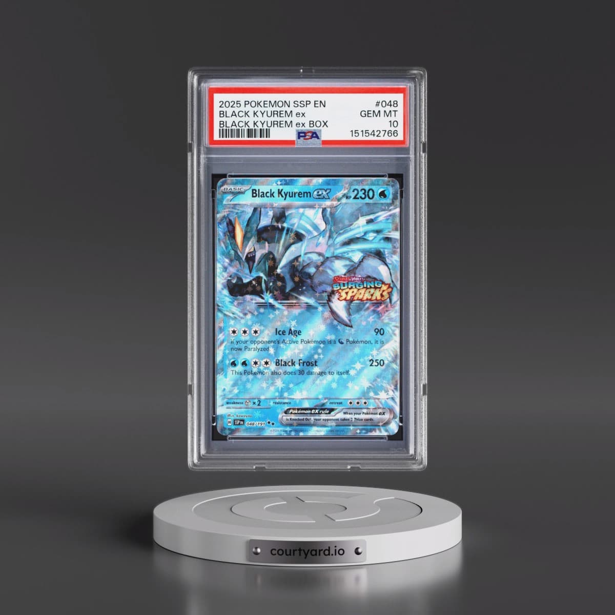 2025 Pokémon Ssp EN-Surging Sparks #048 Black Kyurem EX - Holo Black Kyurem EX Box (PSA 10 GEM MINT)