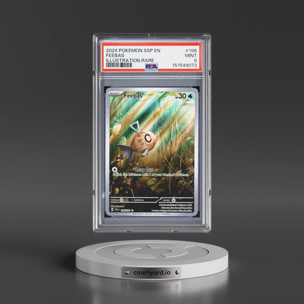 2024 Pokémon Ssp EN-Surging Sparks #198 Feebas - Illustration Rare (PSA 9 MINT)