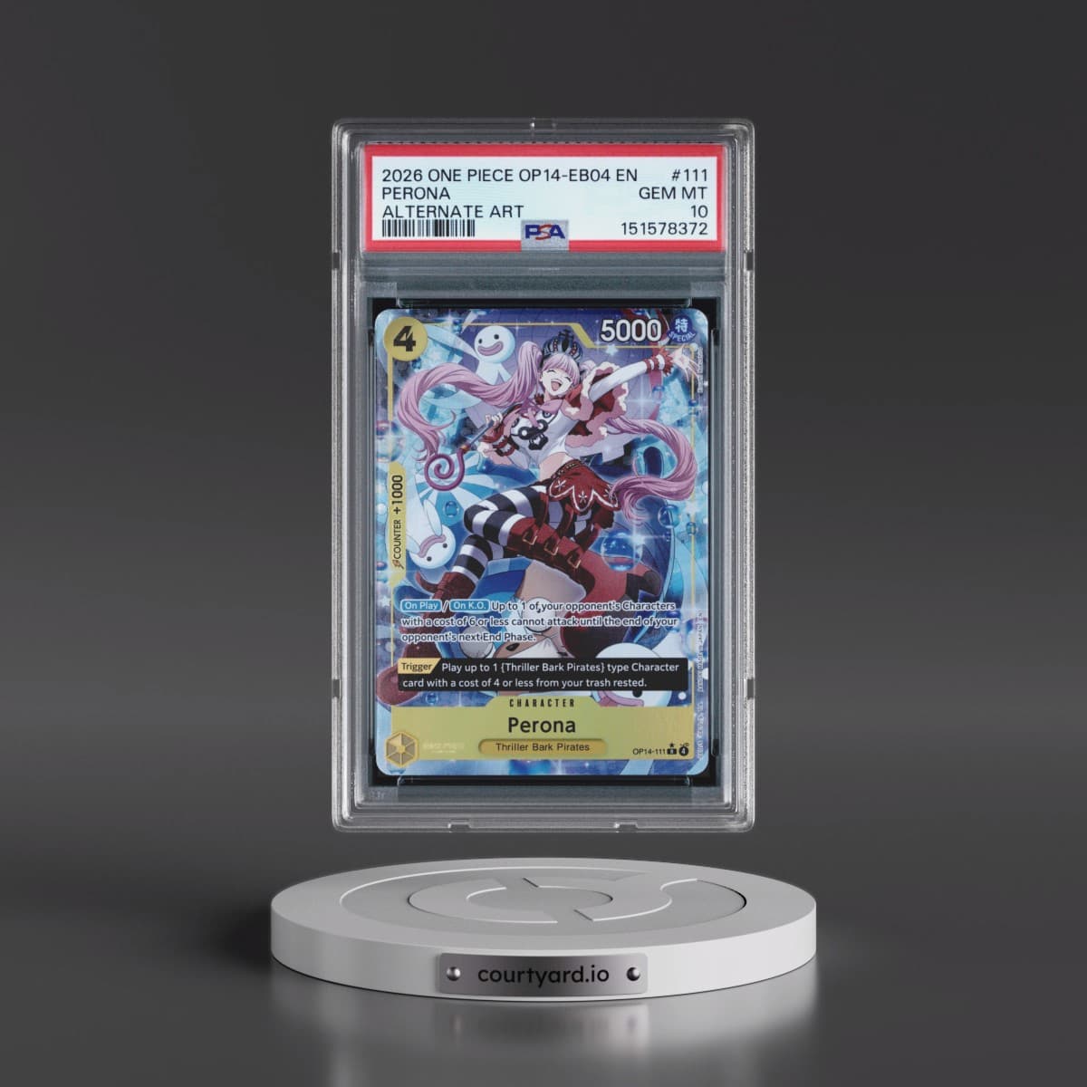 2026 One Piece OP14-EB04-the Azure Sea's Seven #111 Perona - Alternate Art (PSA 10 GEM MINT)