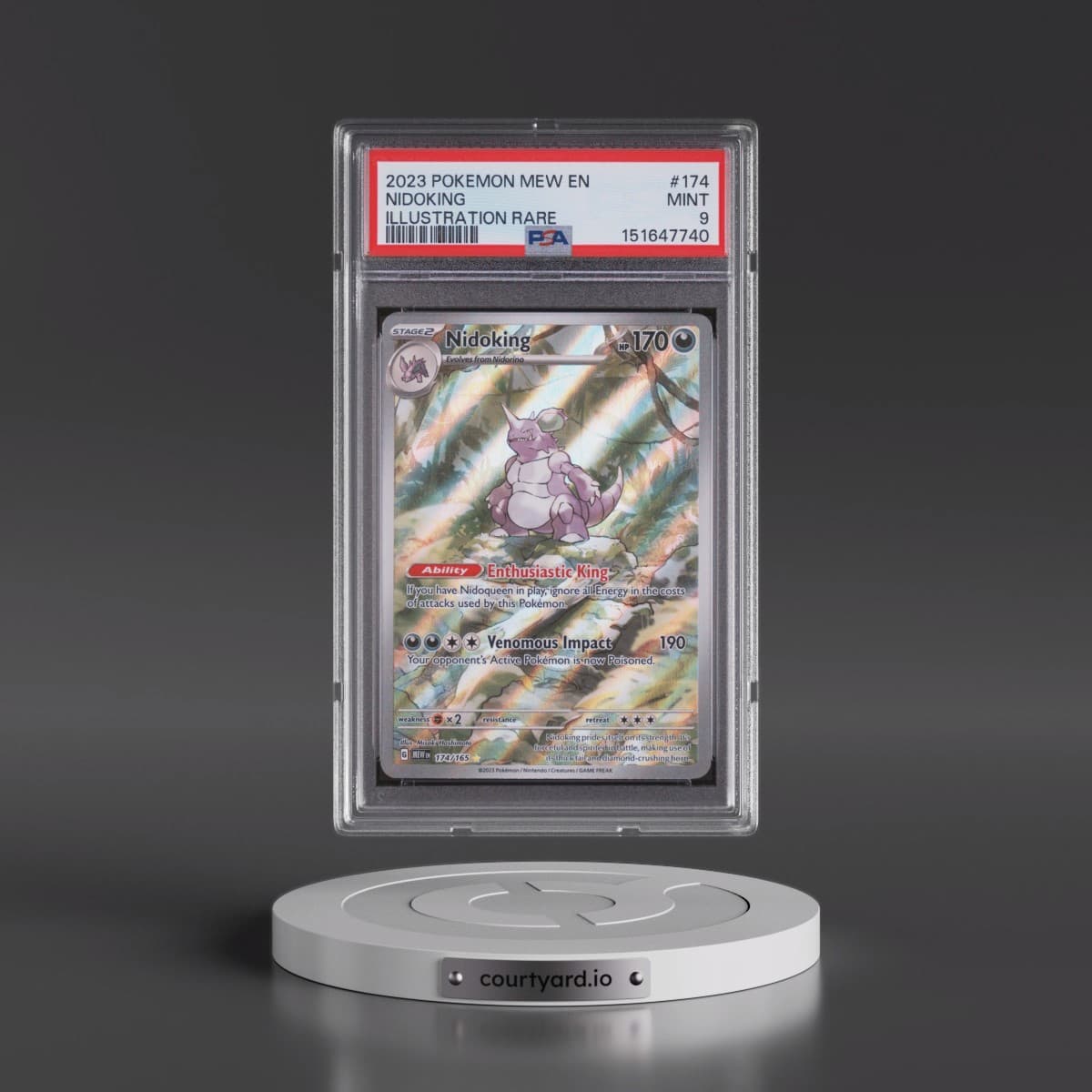 2023 Pokémon Mew EN-151 #174 Nidoking - Illustration Rare (PSA 9 MINT)