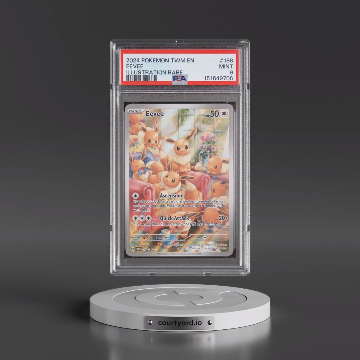 2024 Pokémon Twm EN-Twilight Masquerade #188 Eevee - Illustration Rare (PSA 9 MINT)