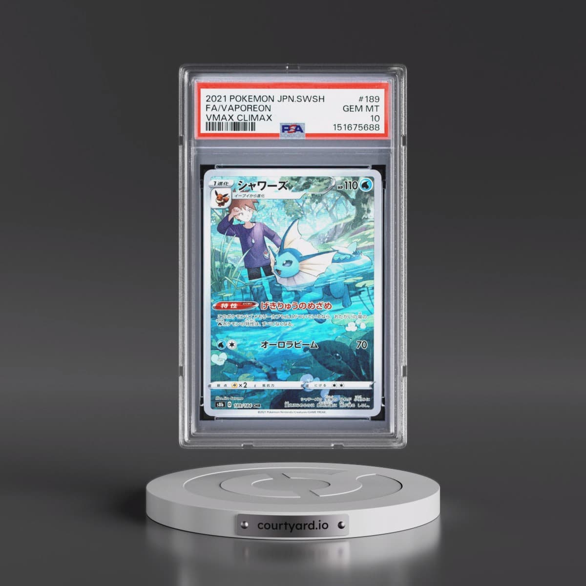 2021 Pokémon Sword & Shield Vmax Climax #189 Vaporeon - Full Art (PSA 10 GEM MINT)