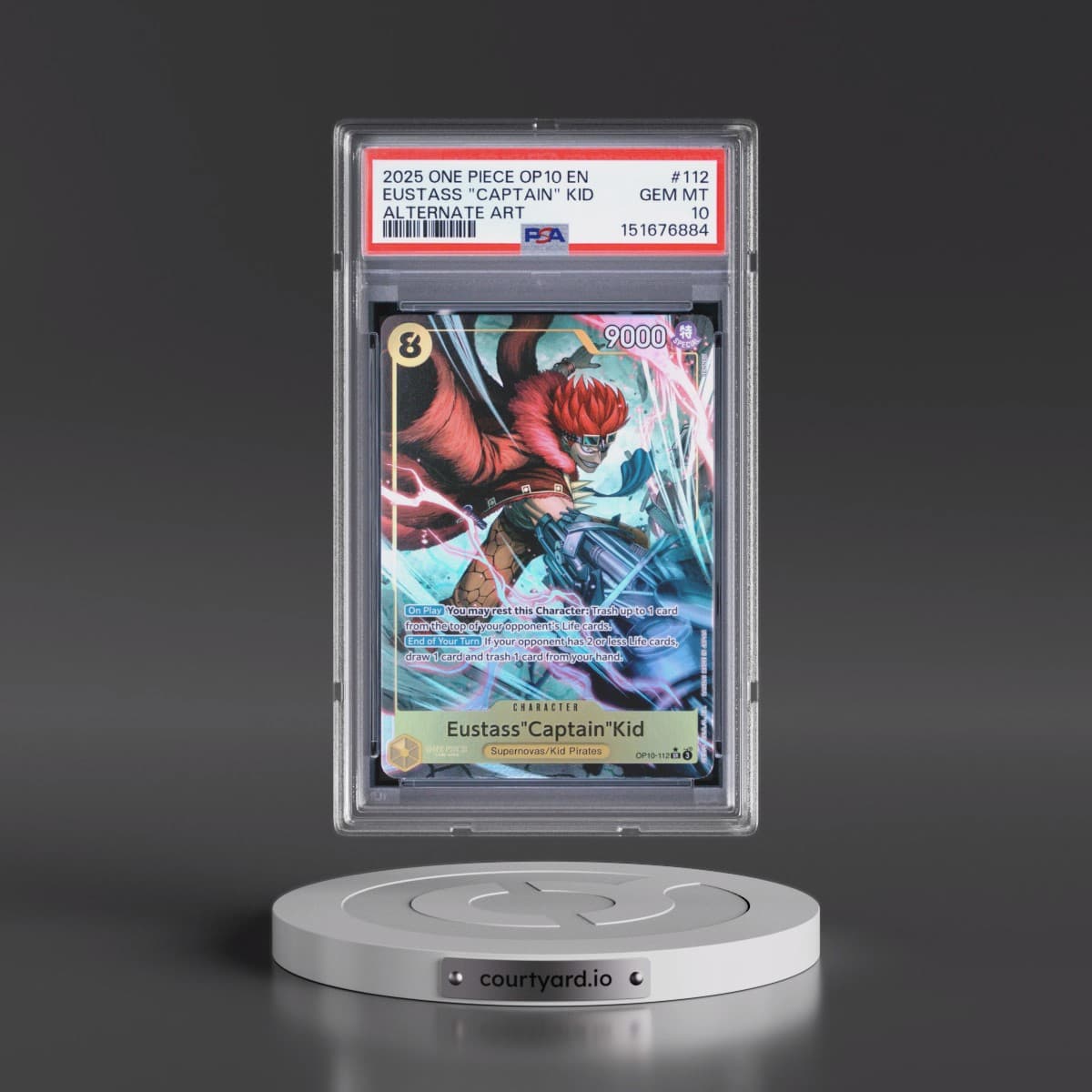 2025 One Piece OP10-Royal Blood #112 Eustass "Captain" Kid - Alternate Art (PSA 10 GEM MINT)