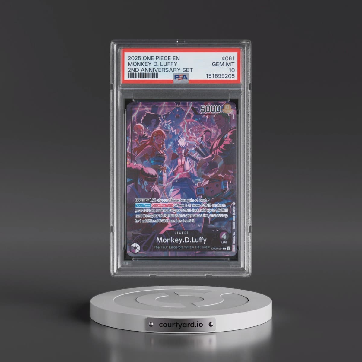 2025 One Piece English Version 2nd Anniversary Set #061 Monkey D. Luffy (PSA 10 GEM MINT)