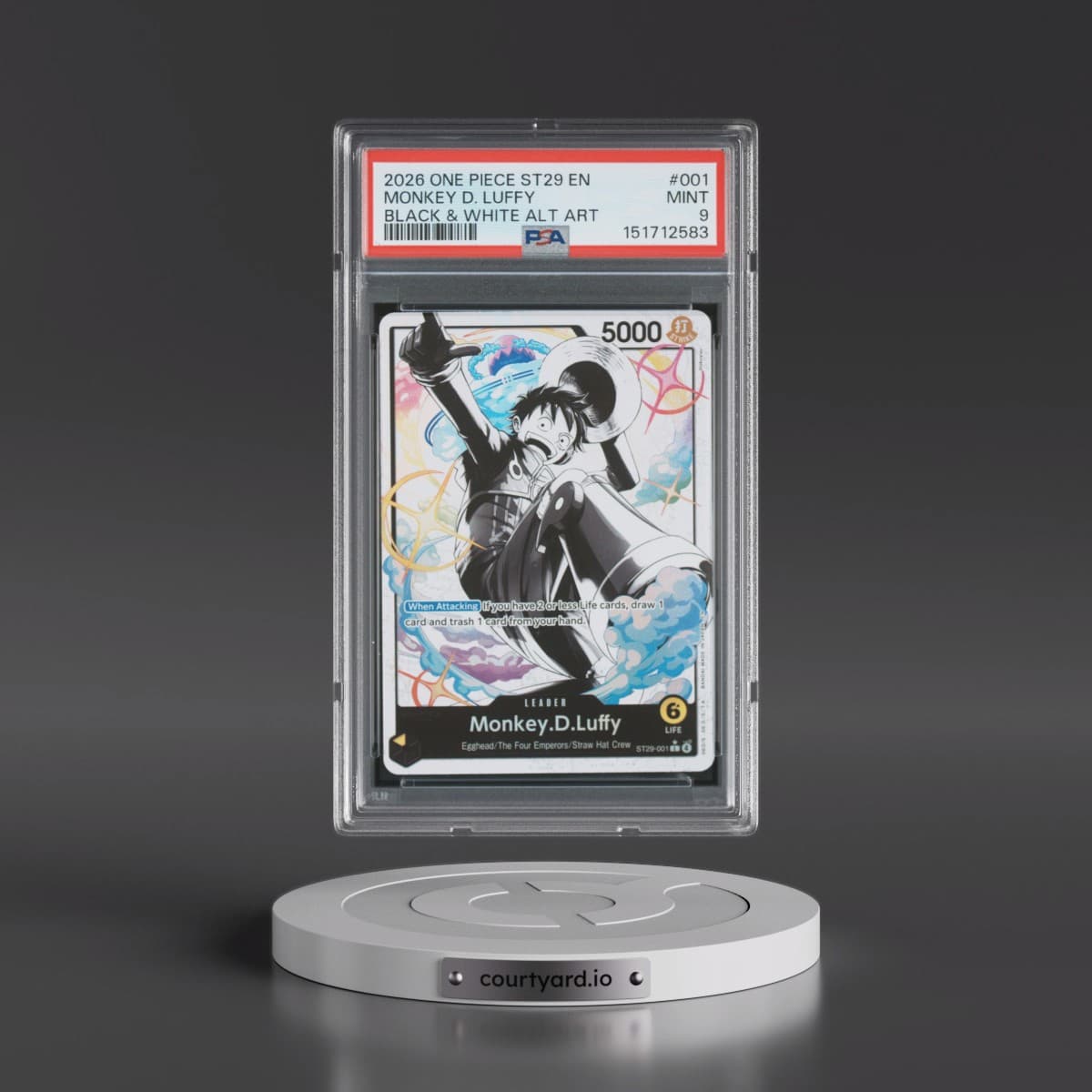 2026 One Piece Starter Deck ST29-Egghead #001 Monkey D. Luffy - Black & White Alternate Art (PSA 9 MINT)