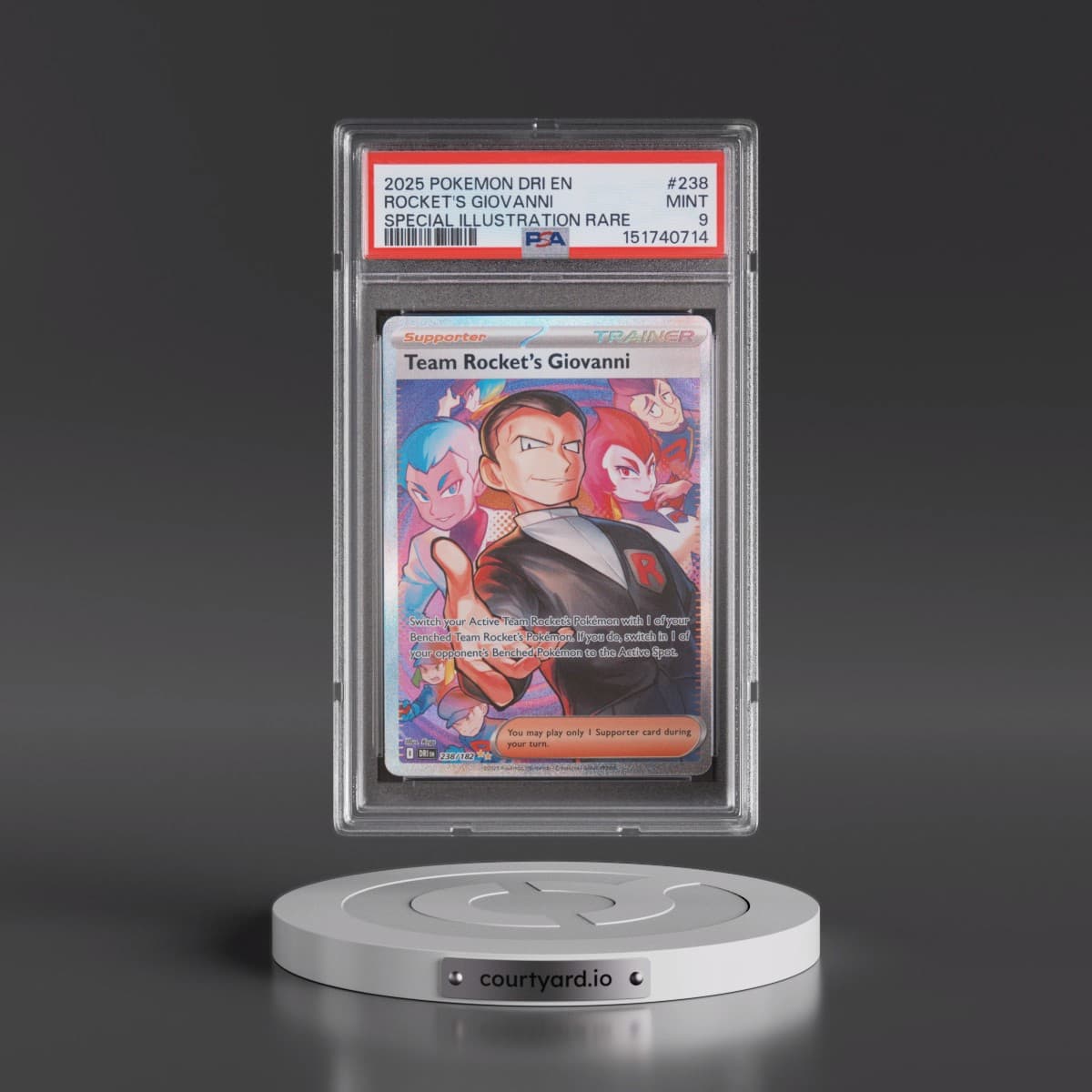 2025 Pokémon Dri EN-Destined Rivals #238 Team Rocket's Giovanni - Special Illustration Rare (PSA 9 MINT)