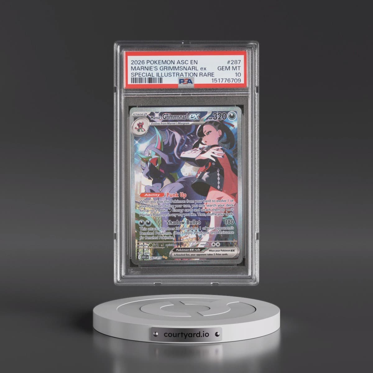 2026 Pokémon Asc EN-Ascended Heroes #287 Marnie's Grimmsnarl EX - Holo Special Illustration Rare (PSA 10 GEM MINT)