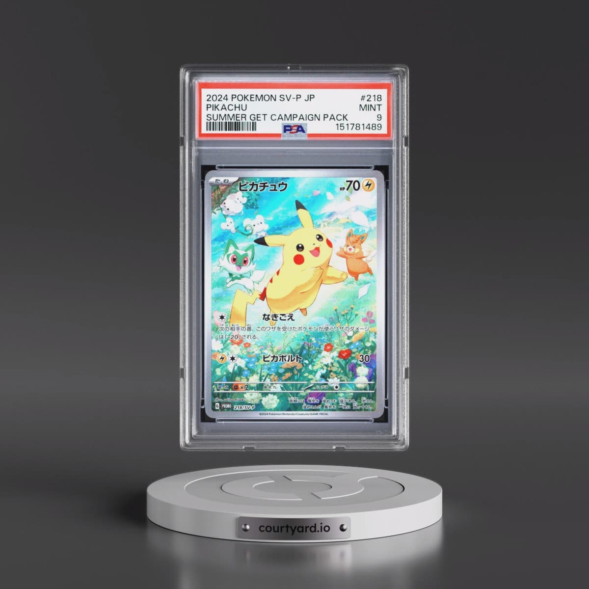 2024 Pokémon SV-P Promo #218 Pikachu - Summer of Pokeca Is Here! Promo Card Get Campaign Pack (PSA 9 MINT)