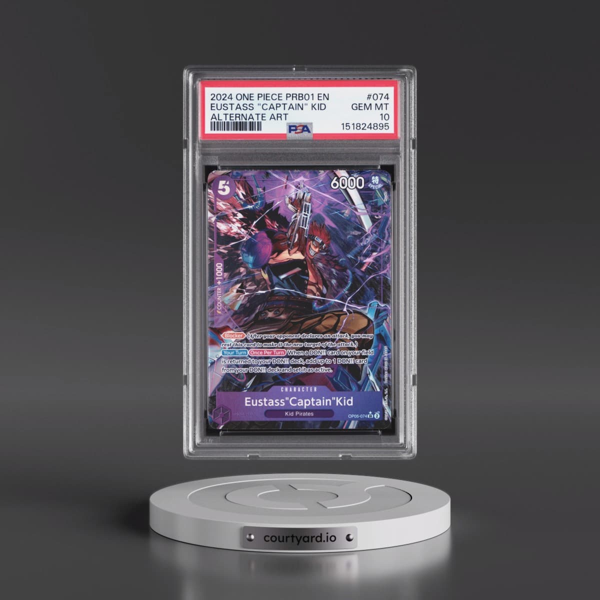 2024 One Piece PRB01-Premium Booster -One Piece Card the Best #074 Eustass "Captain" Kid - Alternate Art (PSA 10 GEM MINT)