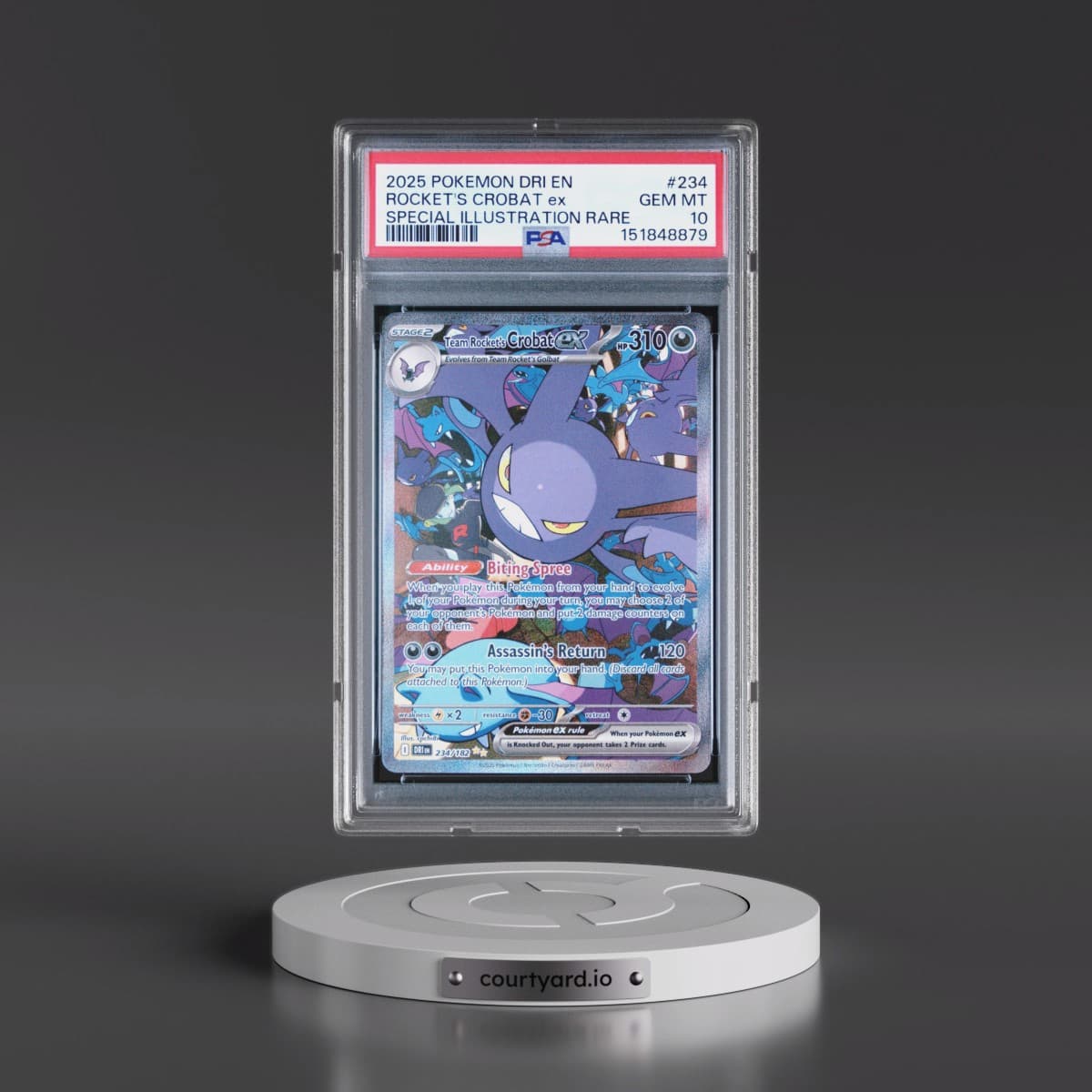 2025 Pokémon Dri EN-Destined Rivals #234 Team Rocket's Crobat EX - Holo Special Illustration Rare (PSA 10 GEM MINT)
