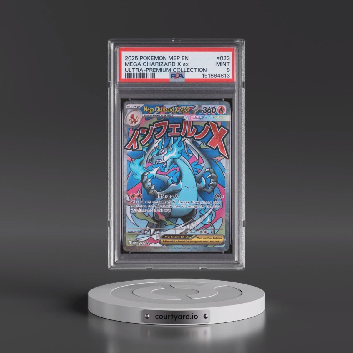 2025 Pokémon Mep EN-Me Black Star Promo #023 Mega Charizard X EX - Holo Mega Charizard X EX Ultra-Premium Collection (PSA 9 MINT)