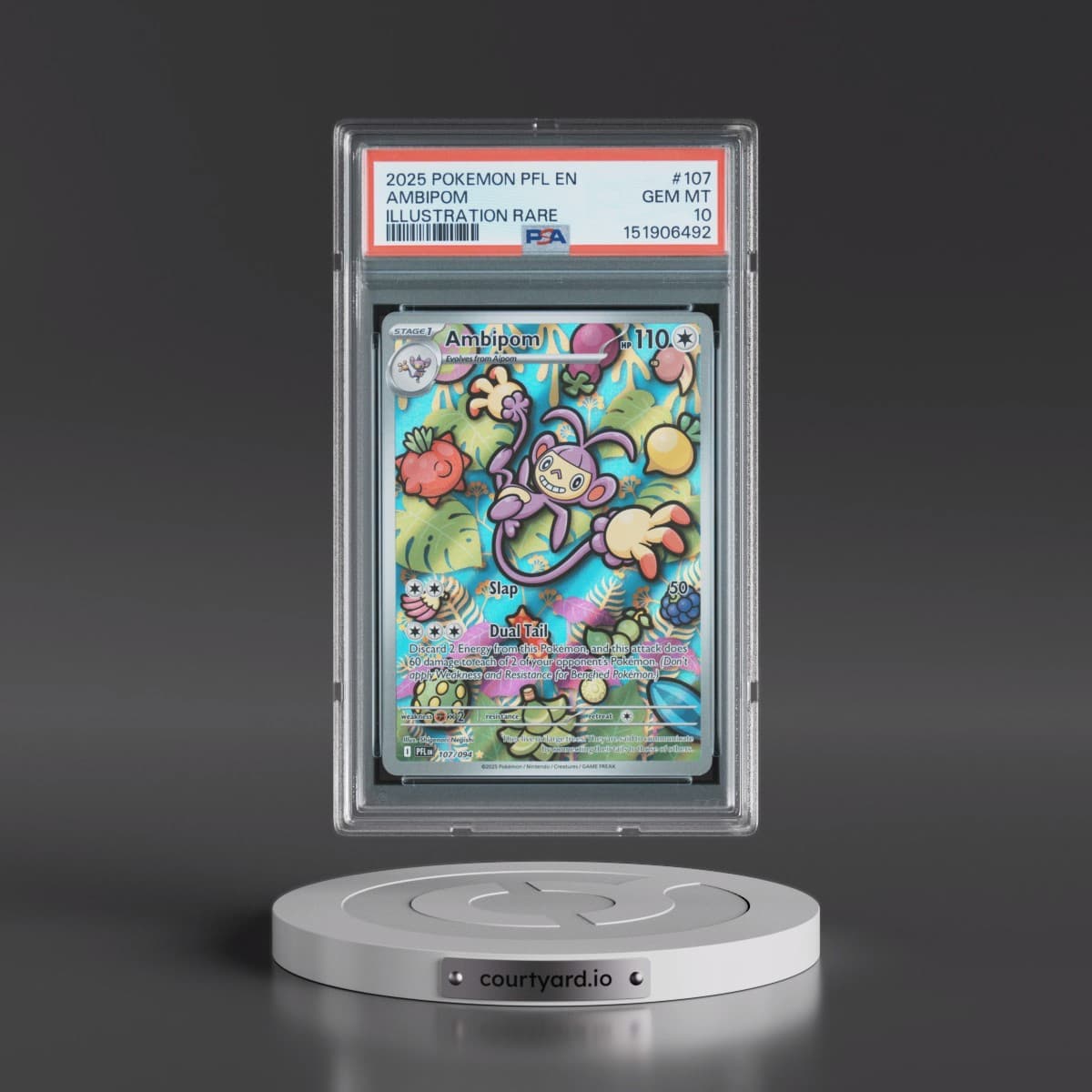 2025 Pokémon Pfl EN-Phantasmal Flames #107 Ambipom - Illustration Rare (PSA 10 GEM MINT)