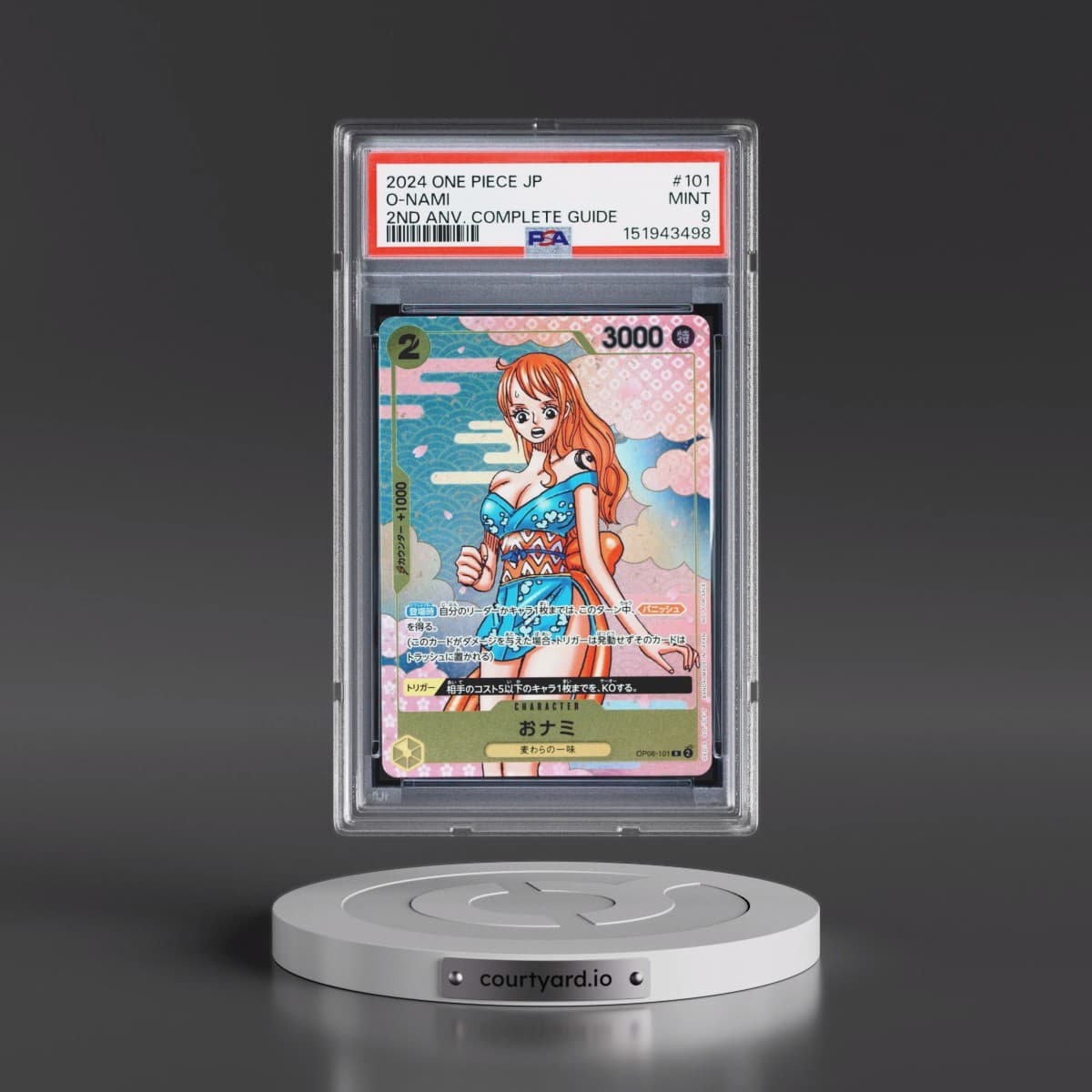 2024 One Piece Japanese Promos #101 O-Nami - One Piece Card Game 2nd Anniversary Complete Guide (PSA 9 MINT)