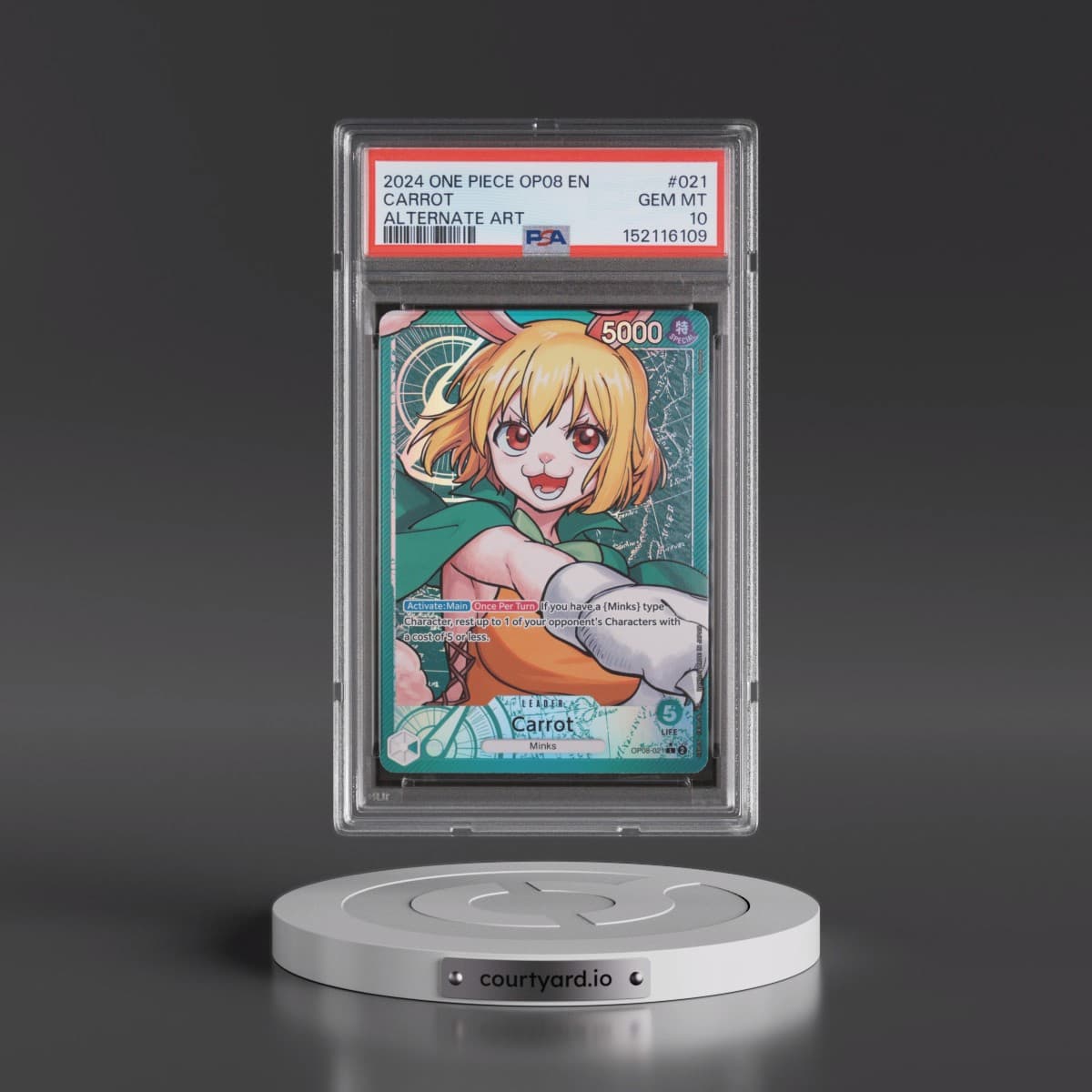 2024 One Piece OP08-Two Legends #021 Carrot - Alternate Art (PSA 10 GEM MINT)