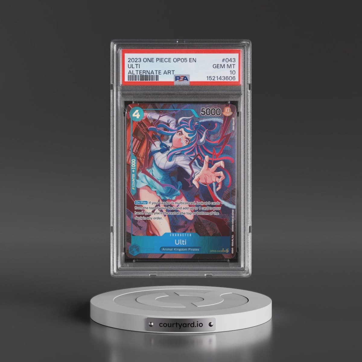 2023 One Piece OP05-Awakening of the New Era #043 Ulti - Alternate Art (PSA 10 GEM MINT)
