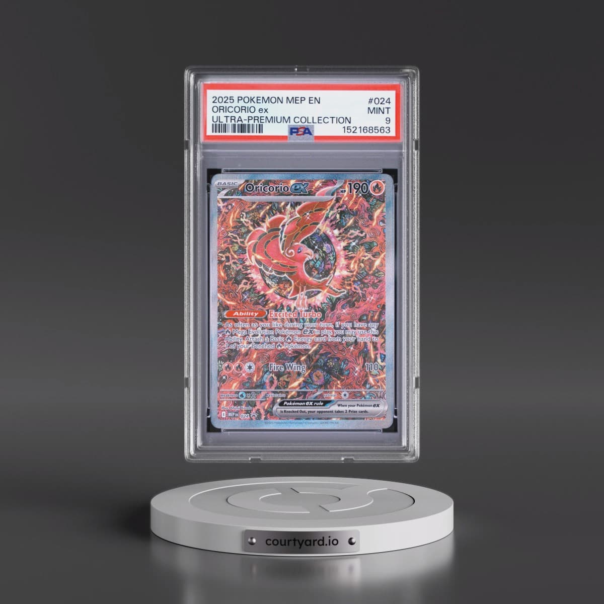 2025 Pokémon Mep EN-Me Black Star Promo #024 Oricorio EX - Holo Mega Charizard X EX Ultra-Premium Collection (PSA 9 MINT)
