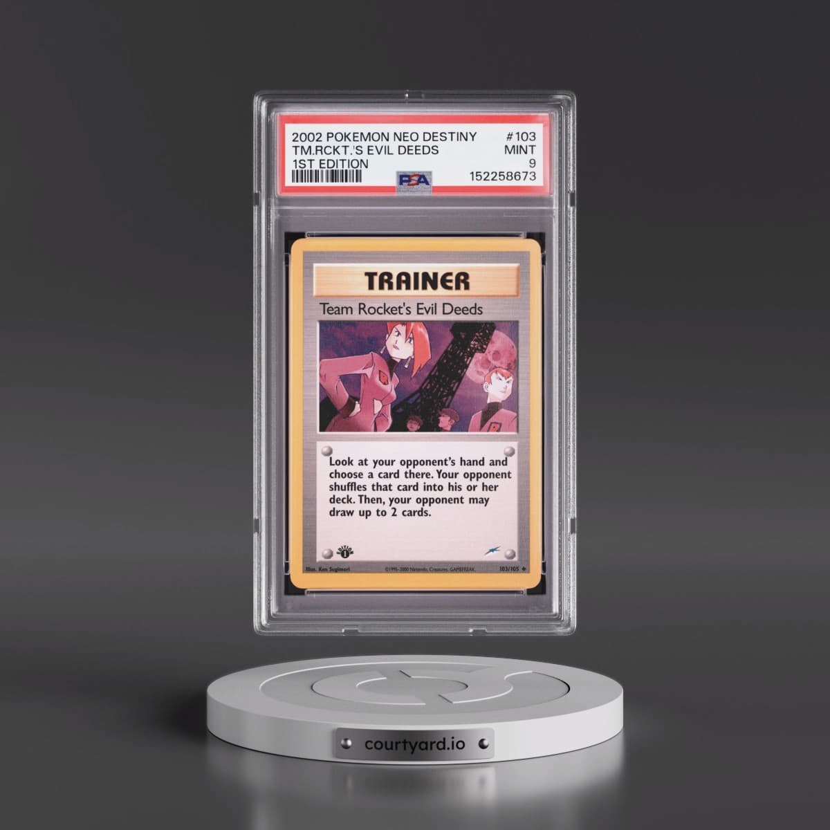 2002 Pokémon Neo Destiny #103 Team Rocket's Evil Deeds - 1st Edition (PSA 9 MINT)