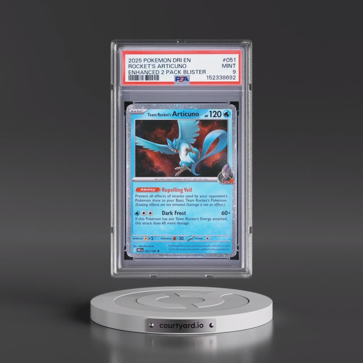 2025 Pokémon Dri EN-Destined Rivals #051 Team Rocket's Articuno - Enhanced 2 Pack Blister (PSA 9 MINT)