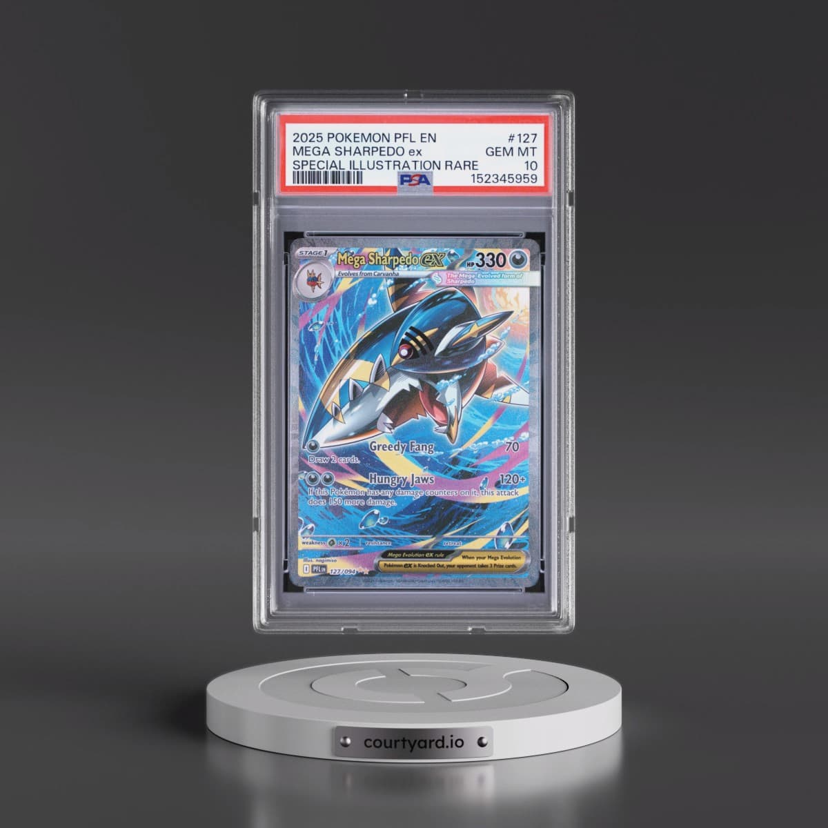 2025 Pokémon Pfl EN-Phantasmal Flames #127 Mega Sharpedo EX - Holo Special Illustration Rare (PSA 10 GEM MINT)