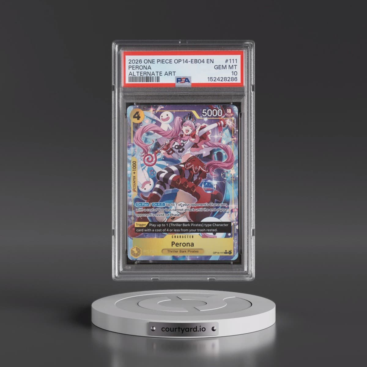 2026 One Piece OP14-EB04-the Azure Sea's Seven #111 Perona - Alternate Art (PSA 10 GEM MINT)