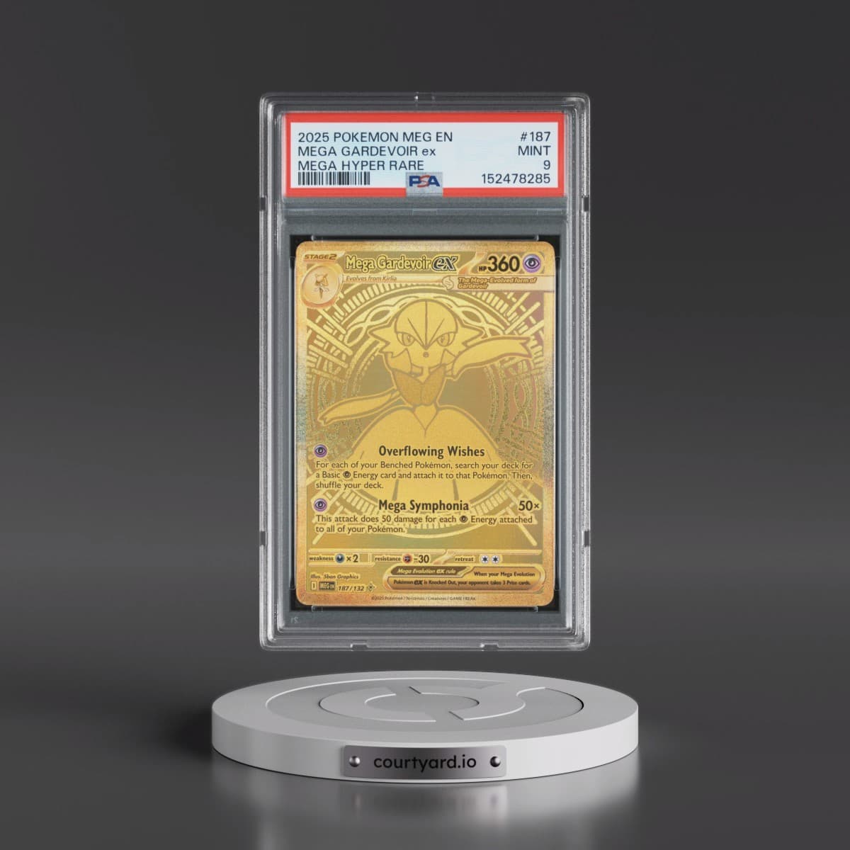 2025 Pokémon Meg EN-Mega Evolution #187 Mega Gardevoir EX - Holo Mega Hyper Rare (PSA 9 MINT)
