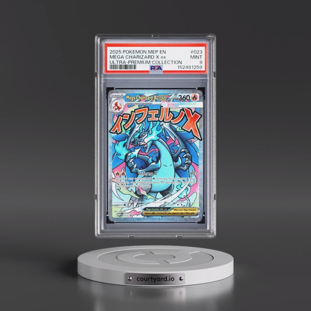 2025 Pokémon Mep EN-Me Black Star Promo #023 Mega Charizard X EX - Holo Mega Charizard X EX Ultra-Premium Collection (PSA 9 MINT)