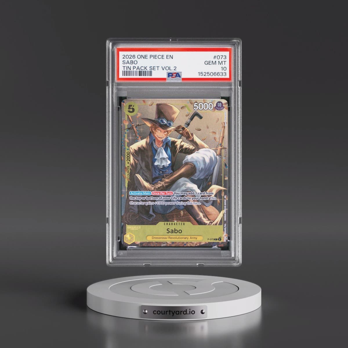 2026 One Piece Promos #073 Sabo - Tin Pack Set Vol.2 (PSA 10 GEM MINT)