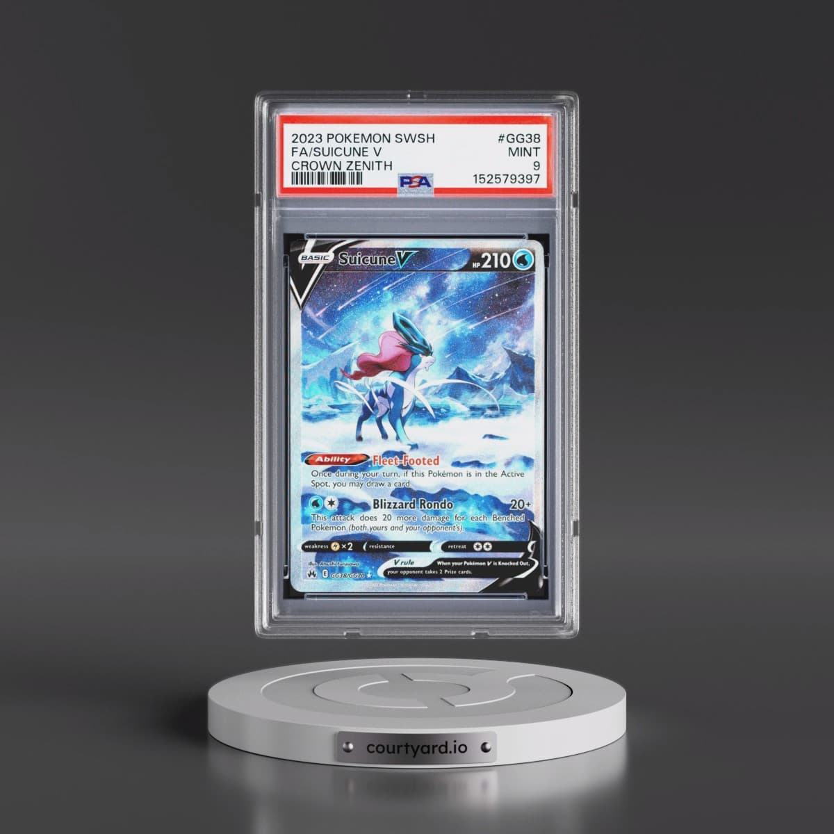 2023 Pokémon Sword and Shield Crown Zenith #GG38 Suicune V - Holo Full Art (PSA 9 MINT)
