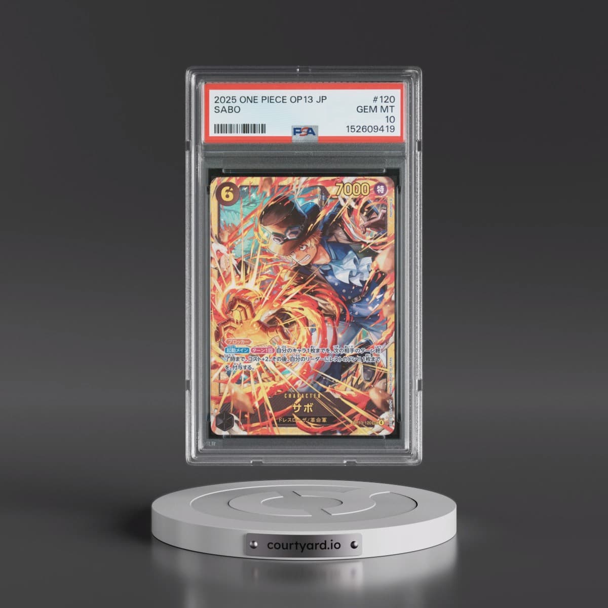2025 One Piece Japanese OP13-Carrying on His Will #120 Sabo (PSA 10 GEM MINT)