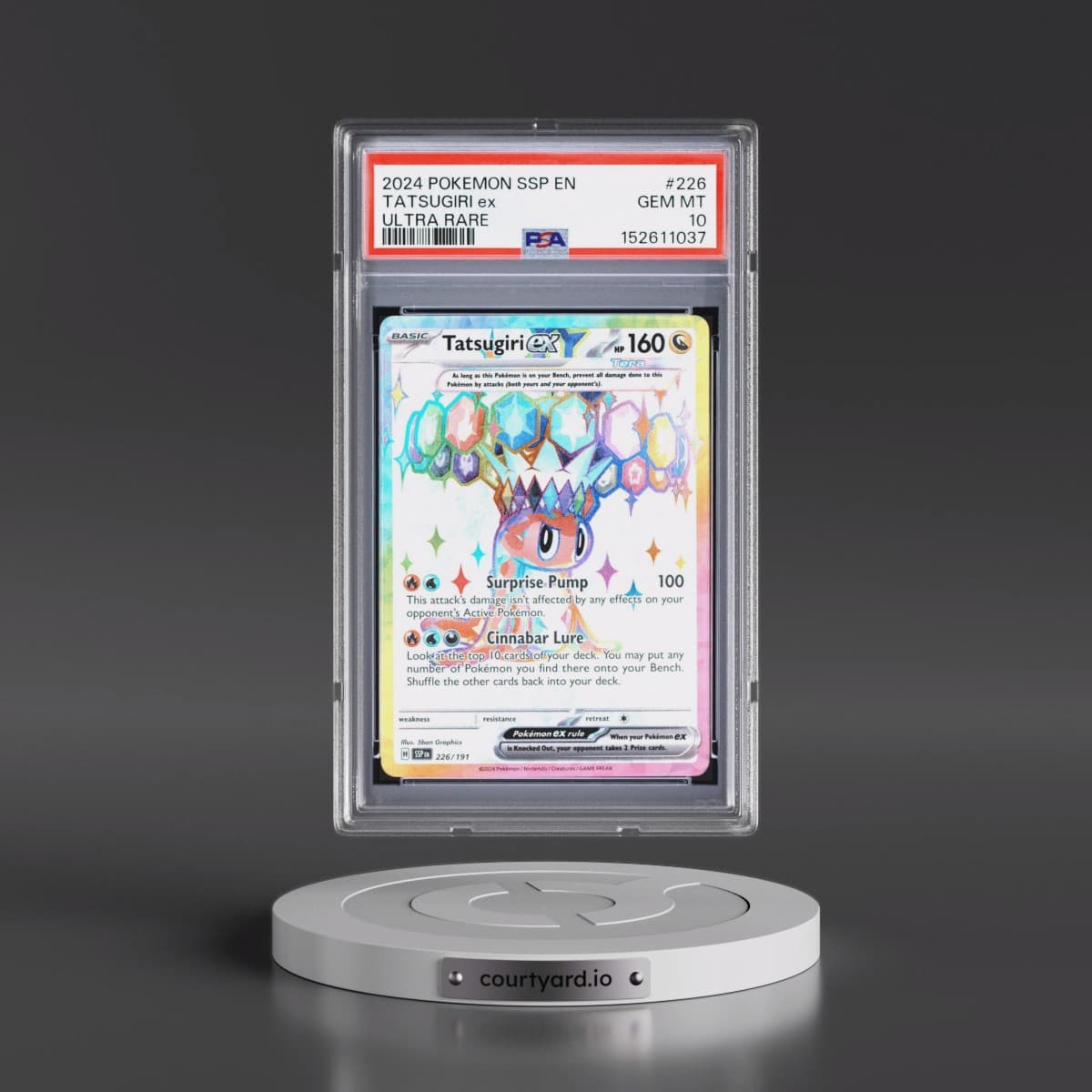2024 Pokémon Ssp EN-Surging Sparks #226 Tatsugiri EX - Holo Ultra Rare (PSA 10 GEM MINT)