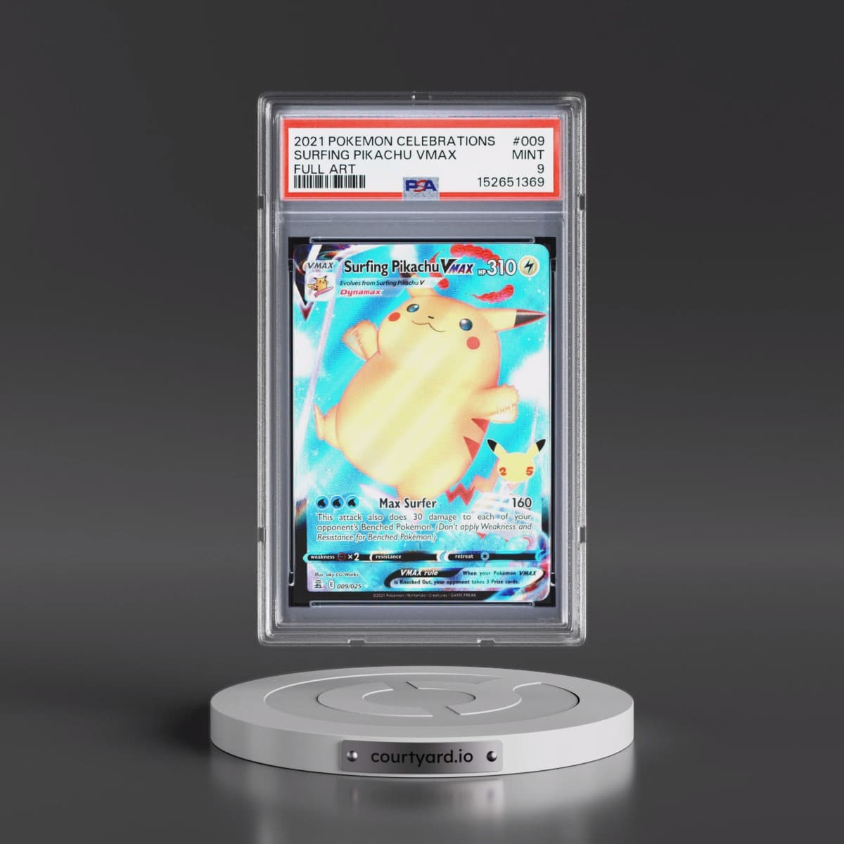 2021 Pokémon Celebrations #009 Surfing Pikachu Vmax - Full Art (PSA 9 MINT)