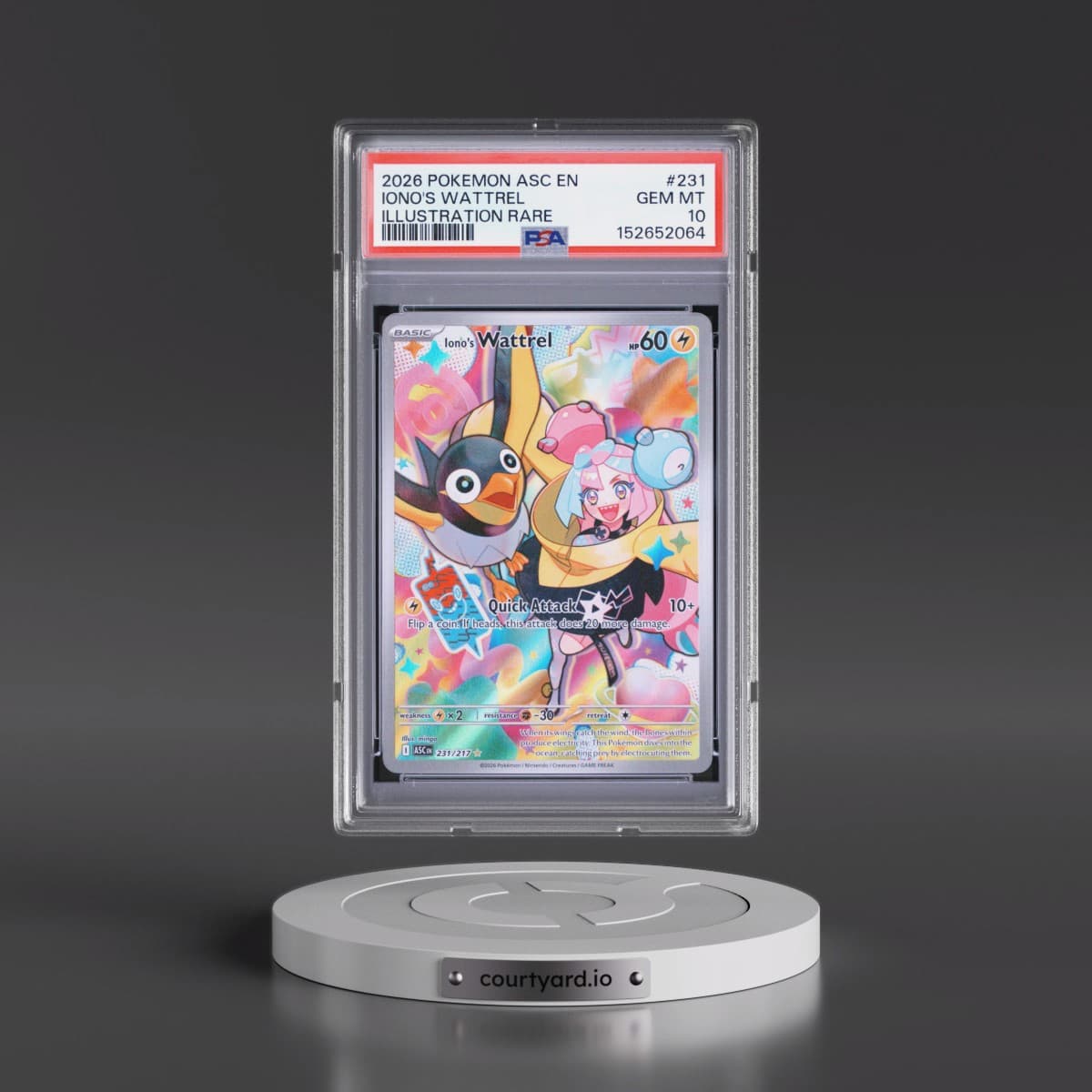 2026 Pokémon Asc EN-Ascended Heroes #231 Iono's Wattrel - Illustration Rare (PSA 10 GEM MINT)