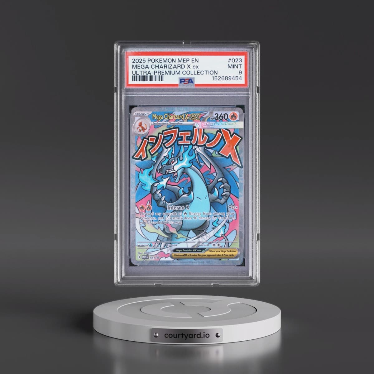 2025 Pokémon Mep EN-Me Black Star Promo #023 Mega Charizard X EX - Holo Mega Charizard X EX Ultra-Premium Collection (PSA 9 MINT)