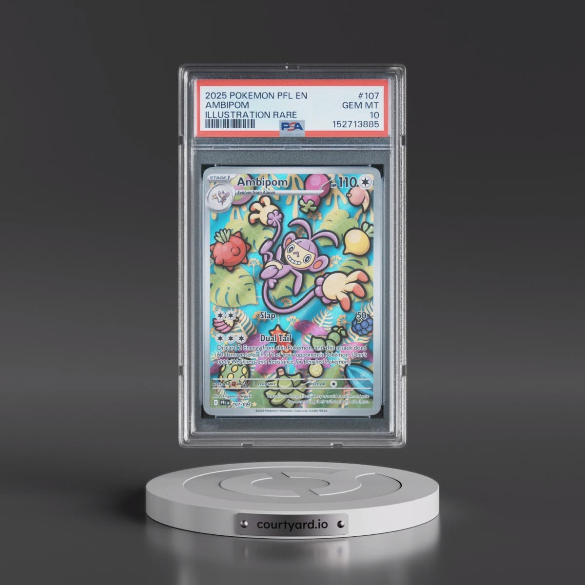 2025 Pokémon Pfl EN-Phantasmal Flames #107 Ambipom - Illustration Rare (PSA 10 GEM MINT)