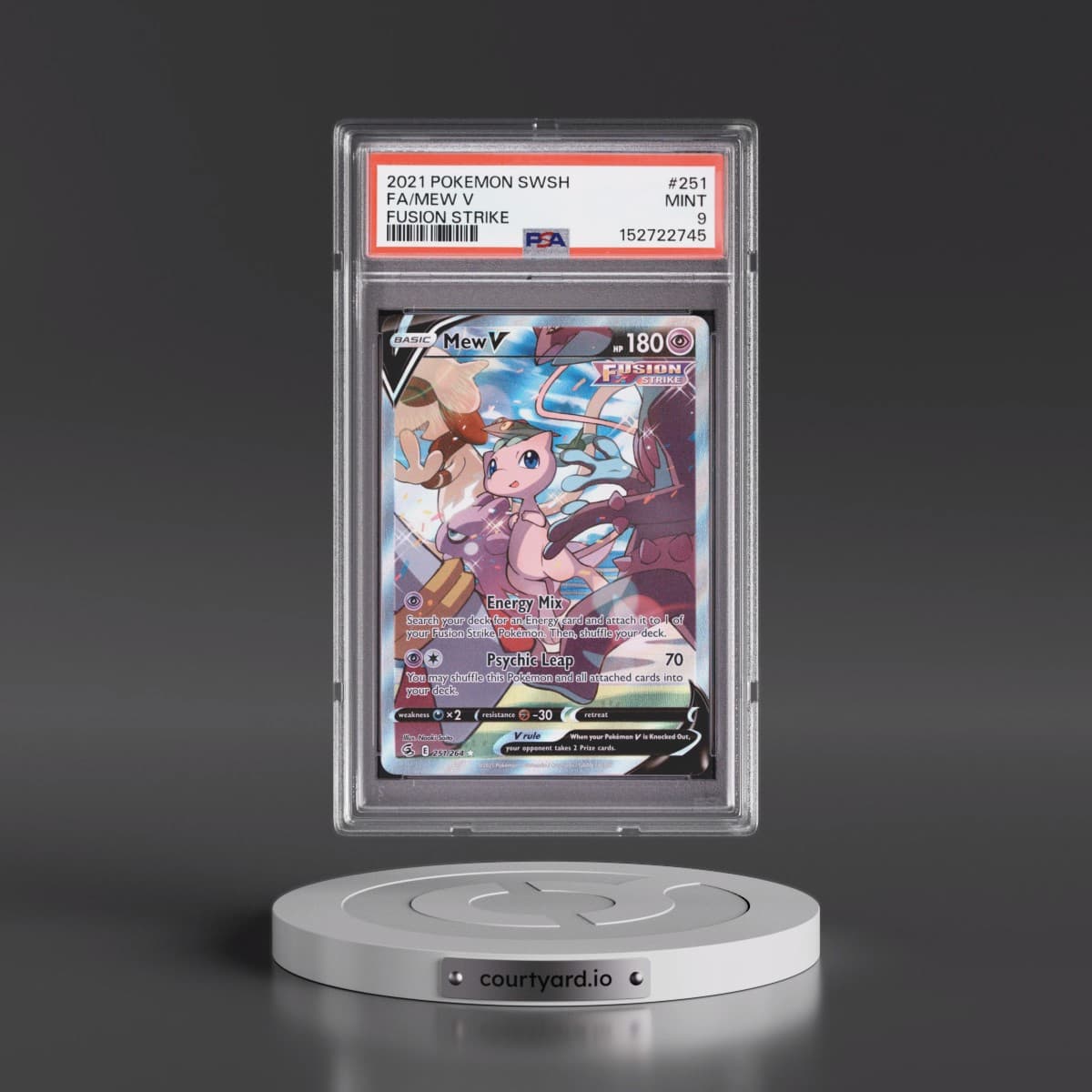 2021 Pokémon Sword & Shield Fusion Strike #251 Mew V - Holo Full Art (PSA 9 MINT)